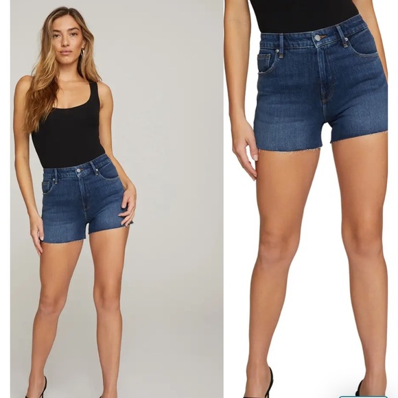 New Good American Cutoff High Waist Denim Shorts size 26 - Picture 2 of 9